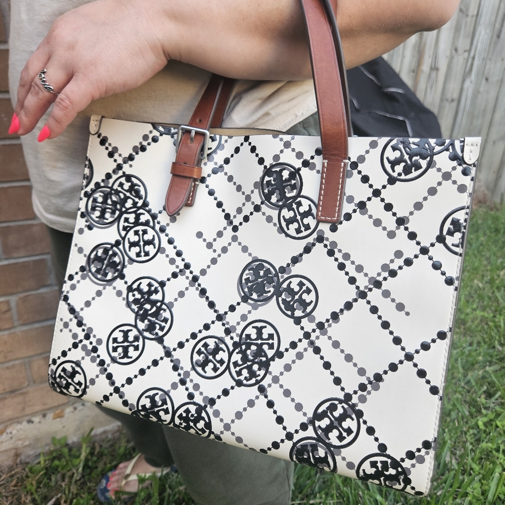 Tory Burch SMALL T MONOGRAM LEATHER HIGH FREQUENCY TOTE 